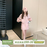 曾小咸 韩国学妹 休闲时尚套装女春季粉色防晒外套半身短裙两件套