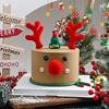 网红圣诞节麋鹿蛋糕装饰摆件可爱迷你毛线小帽子毛绒鹿角烘焙插件