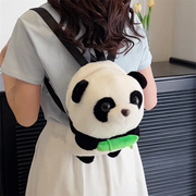 网红熊猫双肩包今年流行款零钱包初高中生柔软潮酷高颜值女孩