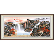 山水画客厅挂画聚宝盆鸿运当头国画书房装饰画办公室中堂背景墙画