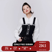 绫致ONLY2024春夏时尚通勤风假两件短款套头雪纺衫女