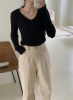 日本dholic4月简约基本款纯色v领修身长袖针织衫1531760