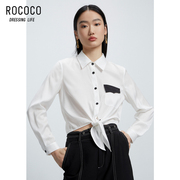 ROCOCO夏季通勤OL气质时髦职场显瘦雪纺长袖衬衫上衣女