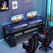 电脑桌台式双人家用简易书桌，网吧桌椅套装办公游戏碳纤维电竞桌子