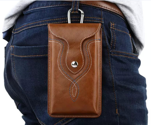 手机包腰包男穿皮带竖款5.5/6寸超薄多功能运动腰带挂包单层皮套