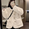 小香风羊羔毛外套(毛，外套)女短款2023冬季小个子，宽松加厚毛毛上衣棉服