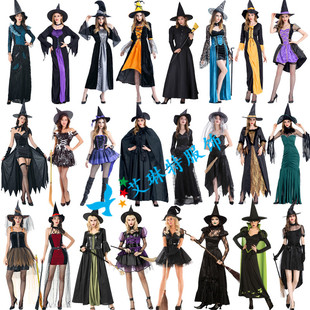 万圣节女巫服装成人化妆舞会，死神吸血鬼黑斗篷，cosplay女巫婆长裙
