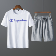 夏季莫代尔短袖T恤运动套装韩版青少年圆领体恤五分裤2件套运动服
