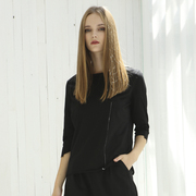 原创设计师品牌女装纯棉圆领，黑打底衫七分袖外穿文艺，个性极简t恤