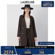 LAURELINE/洛瑞琳长风衣2023年秋季经典摩登复古英伦风外套女