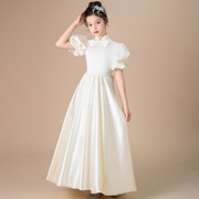 新中式儿童大提琴演奏古筝钢琴长笛表演出晚礼服小女孩走秀公主裙