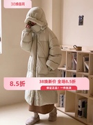 ！韩版连帽立领中长款加厚保暖羽绒服外套（90%白鸭绒(400g)