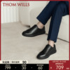 ThomWills男鞋真皮小黑鞋男运动休闲鞋软皮板鞋男士皮鞋黑色夏季