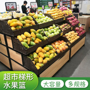 超市梯形水果篮陈列筐货架篮果蔬堆头篮不锈钢果篮铁艺托盘果堆