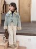 儿童冬装韩版洋气棉服女童短款棉袄加厚加绒棉衣宝宝牛仔外套