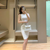白色小香风连衣裙夏季高端气质，名媛针织无袖紧身小个子包臀裙