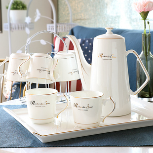 茶杯杯具套装家用陶瓷水杯客厅杯子托盘水具欧式轻奢骨瓷水壶礼盒