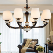 美式吊灯全铜客厅灯创意复古新中式，竹节灯具简约现代餐厅卧室灯饰