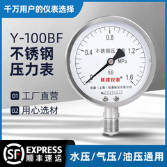 不锈钢y100压力表径向高压精密气压表高精度油压水压0-1.6-40mpa