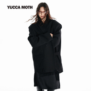 yuccamoth重组结构混纺廓形垫肩西装，女中长款小众，设计感西服外套