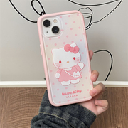 LTSTOP 日韩可爱软萌二合一波点粉蝴蝶结hellokitty适用苹果15promax手机壳韩系iphone14全包13可拆卸防摔12