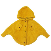 女童蝙蝠袖毛衣秋冬童装韩版海马毛开衫外套纯色连帽斗篷