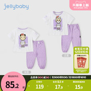 女童运动套装2岁儿童夏装紫色，短袖婴儿夏天薄款3女宝宝夏季两件套