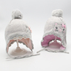 秋冬季儿童线帽女童可爱兔子保暖护耳套头，帽子宝宝针织毛线冬帽子