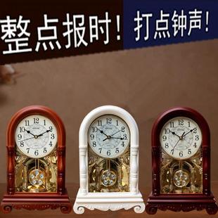 座钟台钟摆件客厅复古静音时钟中式老式摆钟大号报时欧式钟表