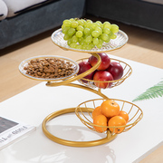 水果盘欧式客厅茶几家用多层零食干果，糖果盆轻奢风沥水篮置物架