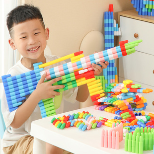 儿童塑料拼插火箭，子弹头积木拼装益智玩具5幼儿园，宝宝男孩女孩6岁