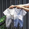 宝宝夏装套装0-5岁男童翅膀牛仔背带短裤婴幼儿洋气短袖两件套潮3