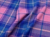 进口薄款细腻 蓝粉撞色格子80%羊毛呢面料西装半裙服装秋冬布料