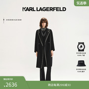 karllagerfeld卡尔拉格，斐春夏撞色银丝花边粗花呢大衣老佛爷