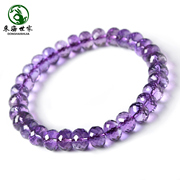 紫水晶手链女男紫色水晶单圈刻面盘珠散珠子，玻利维亚紫水晶手串