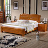 全实木水曲柳床1.8米现代中式双人床高箱储物婚床主卧全实木家具