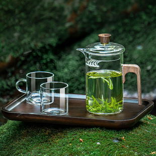 泡茶壶玻璃耐高温茶漏一体月牙公道，杯急须沏茶壶，绿茶泡茶器煮红茶
