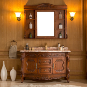 帝谷美国红橡木欧式浴室柜，豪华卫生间仿古浴室柜镜柜组合