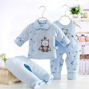 婴儿棉衣套装加厚冬季0-1岁女宝宝冬装男三件套棉袄3-6月新生衣服