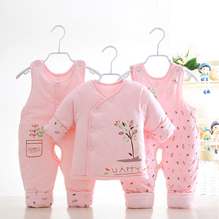新生儿衣服秋冬季棉袄，婴儿棉衣套装加厚0-1岁男女，宝宝冬装三件套