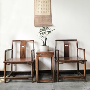 新中式椅子仿古圈椅南官帽椅，明式家具海棠，椅实木太师椅三件套茶椅