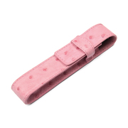 聚变手工皮具粉色鸵鸟皮一支装高端真皮圆尾版钢笔套笔袋笔包定制