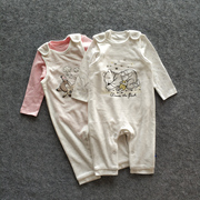 男女宝宝衣服婴儿春秋季纯棉，三角爬天鹅绒背带裤两件新生儿套装