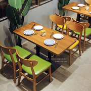 简约奶茶店甜品店，餐桌椅咖啡厅西餐厅披萨，寿司餐饮店实木桌椅组合