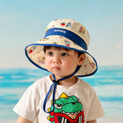 宝宝防晒帽子春夏季婴儿遮阳帽，大檐透气薄款可调节男孩女童渔夫帽