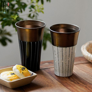 日本美浓烧情侣杯子对杯手工，陶瓷耐热水杯茶杯，手握杯杯子礼盒礼物