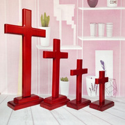 实木十字架摆件教会，卧室桌面摆件实木十字架，礼盒装客厅装饰