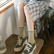 春秋季洛丽塔长袜子复古日系女短袜棉袜花边中筒袜可爱薄款堆堆袜