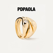 PDPAOLA可拆叠戴情侣对戒指女食指尾戒银镀18k金情人节礼物送男友
