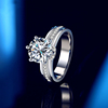 莫桑石钻戒(石钻戒)女戒指，纯银镀au750白金铂金，指环结婚情侣对戒许愿